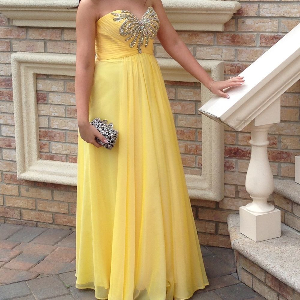 Dave and Johnny Yellow Prom Dress Size 1/2